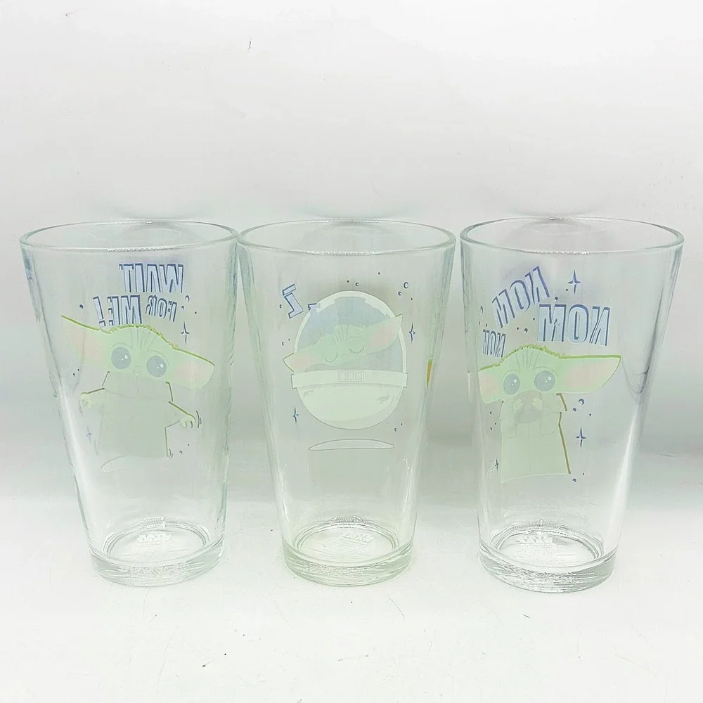 Set of 3 Star Wars Mandalorian‎ Grogu Baby Yoda Glass Tumbler Set 16oz